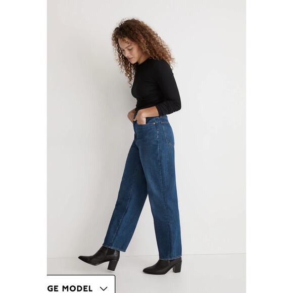 MADEWELL NWT Baggy Straight Jeans in Dark Worn Indigo Wash // 33 NH643 - Picture 3 of 14